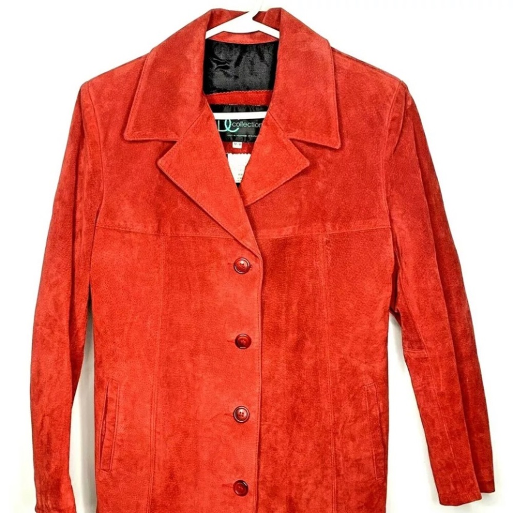 DC Collection Medium Suede Red Button Down Jacket